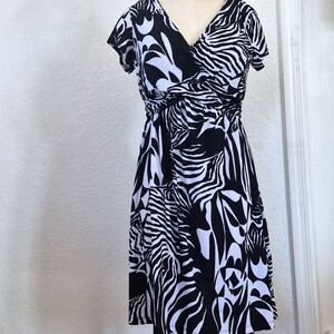 AB Studio Zebra Print, Wrap Top, Waist Tie Dress